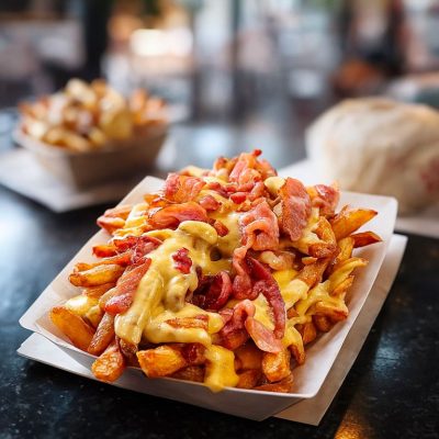 Frites cheddar bacon maison chez Les Burgers Du Boucher à Orléans